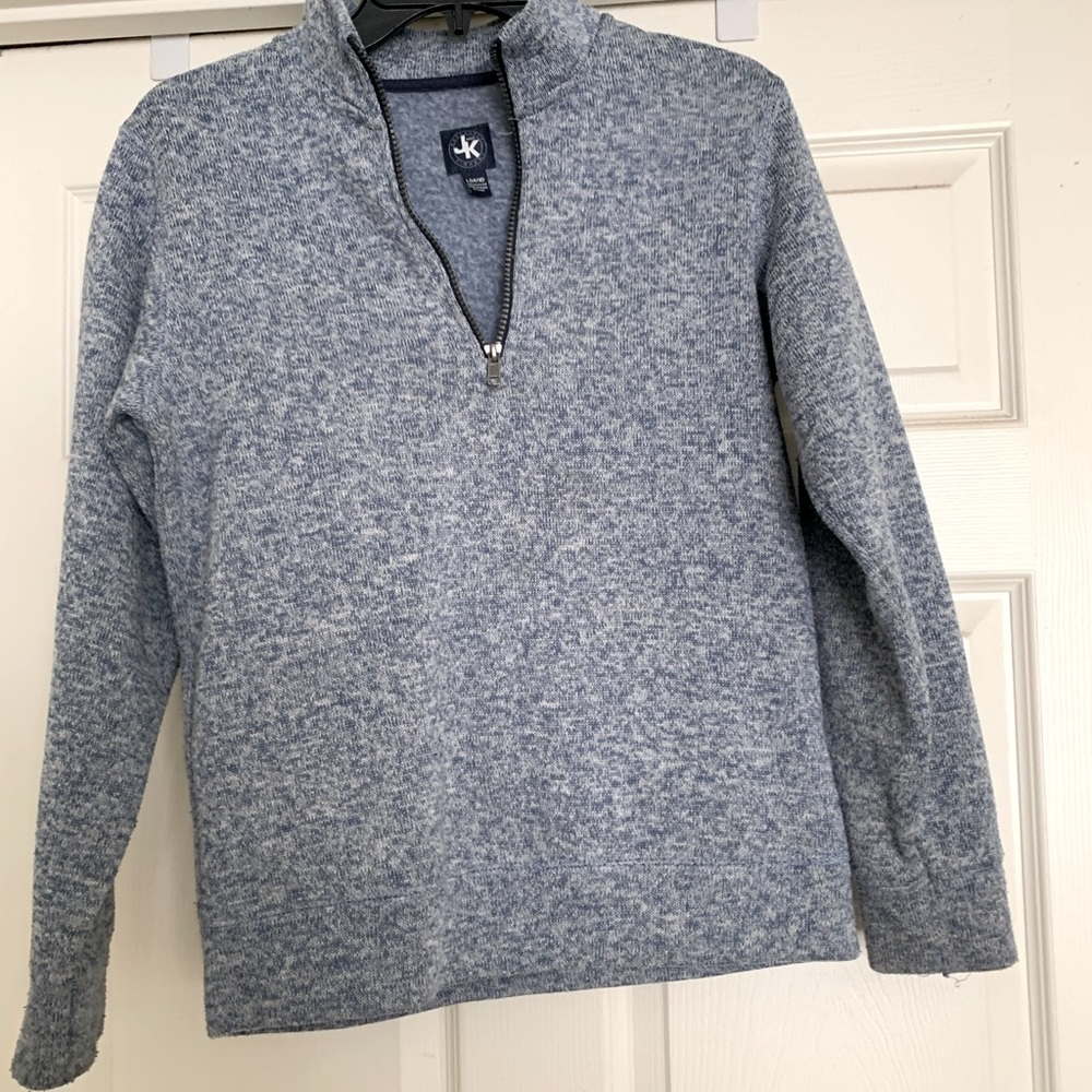 Heathered blue half zip boys sweater